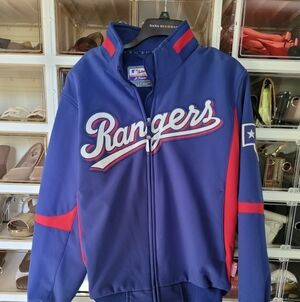 Texas Rangers Majestic Therma Base Full Zip Up Jacket Sz M